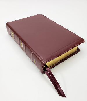 Hand Size KJV Text Bible (Burgundy Calfskin Leather, Red Letter)